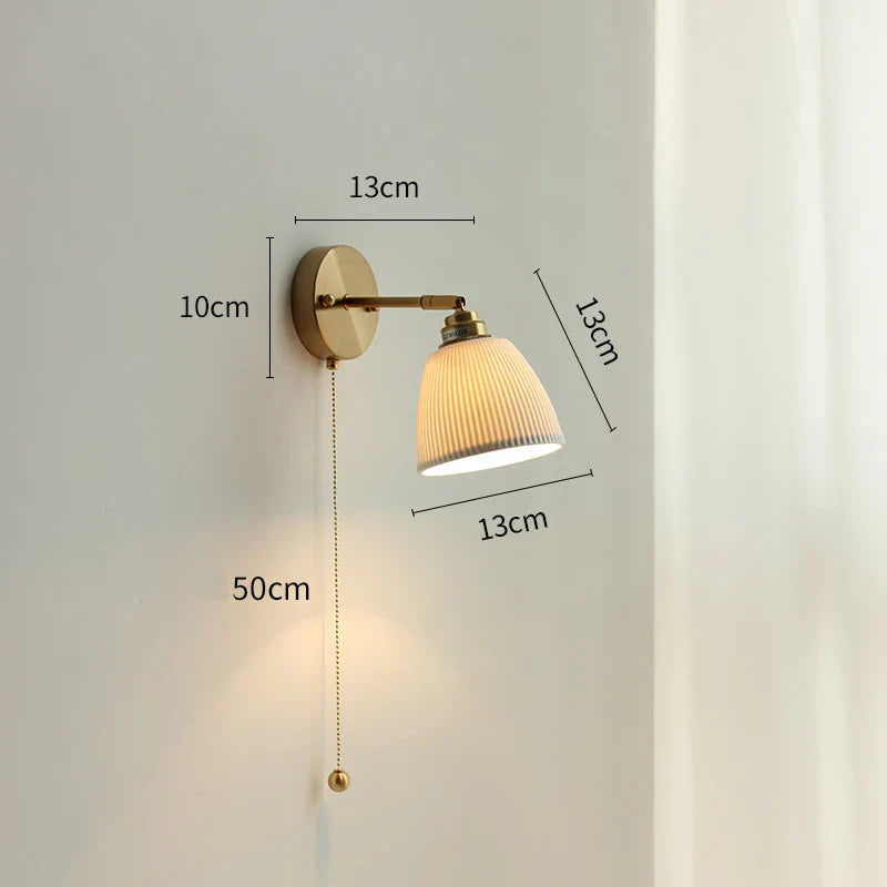 Helnys Copper LED Wall Light with Pull Chain Switch