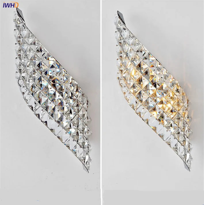 Helnys Crystal Wall Lamp for Living Room Bathroom LED Light Fixtures
