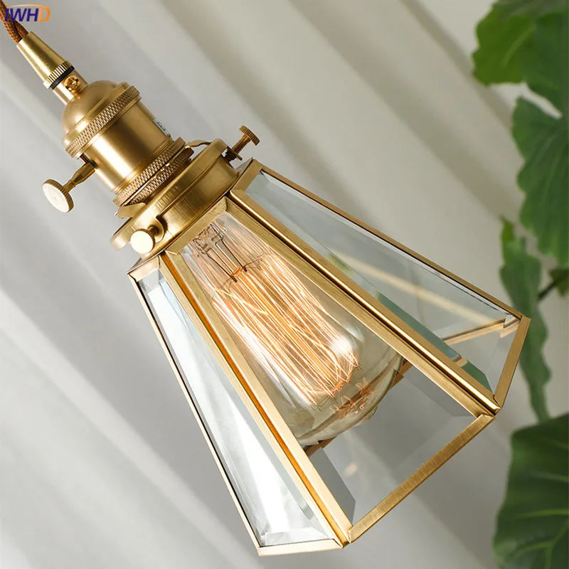 Helnys Copper Glass Pendant Light | Nordic Style LED Hanging Lamp for Home and Cafe