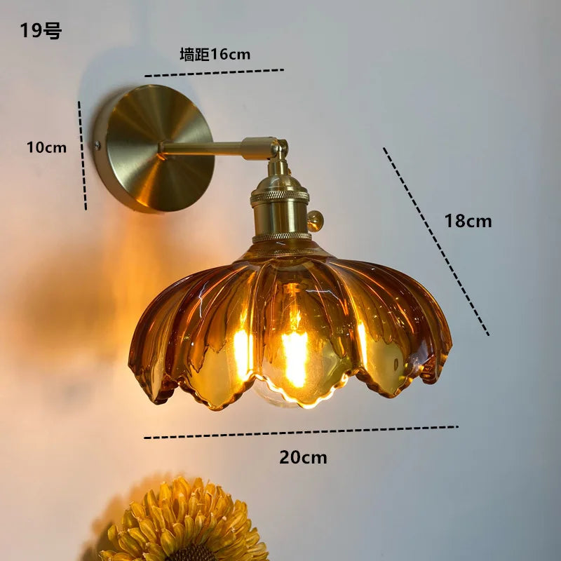Helnys Green Glass Copper Wall Sconce Modern Nordic Luminaria Lighting