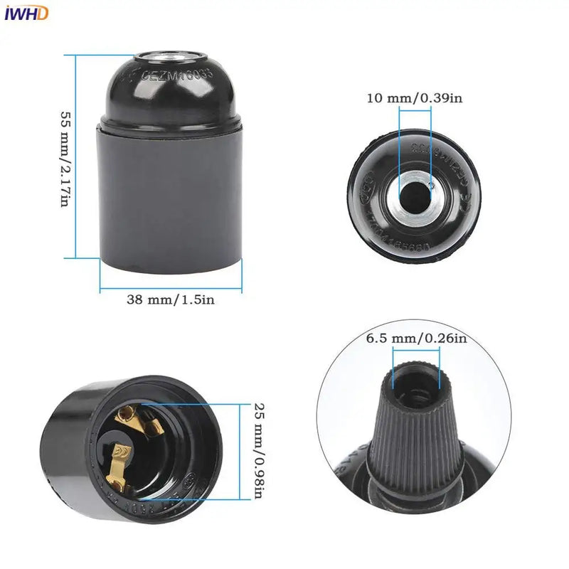 Helnys E27 Vintage Lamp Holder Base Socket - Plastic Douille Fitting Bulb Holder