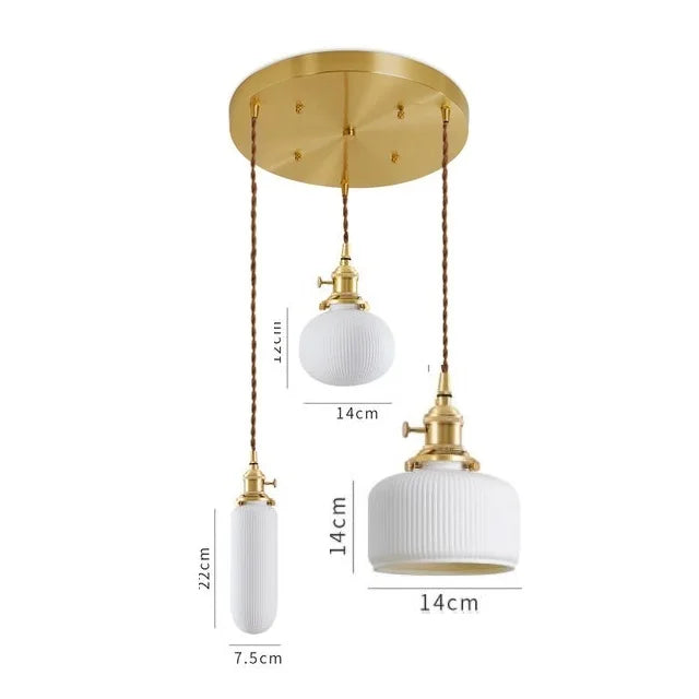 Helnys Ceramic LED Pendant Light - Modern Copper Hanging Lamp