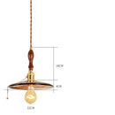 Helnys Vintage Wood Copper Pendant Lights Amber Glass Japanese Style LED
