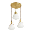 Helnys White Glass LED Pendant Light - Japanese Style Nordic Copper Hanging Lamp