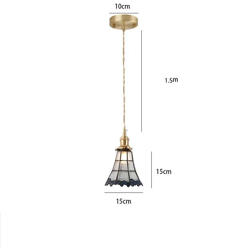 Helnys Nordic Copper LED Glass Pendant Lamp for Cafe Bedroom Restaurant