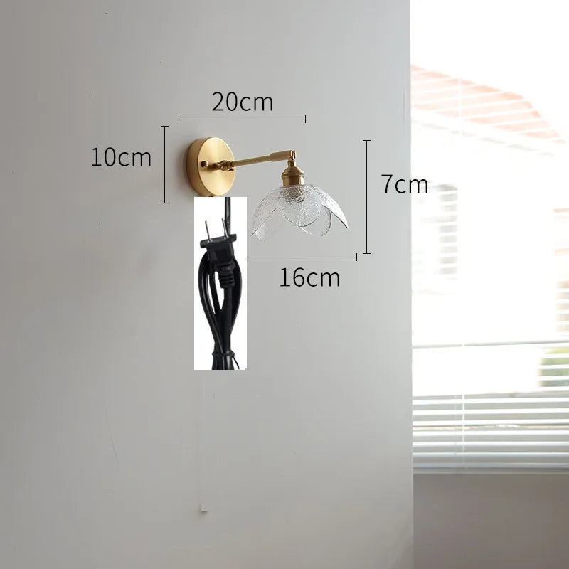 Helnys Green Glass LED Wall Light with Pull Chain Switch - Nordic Modern Design