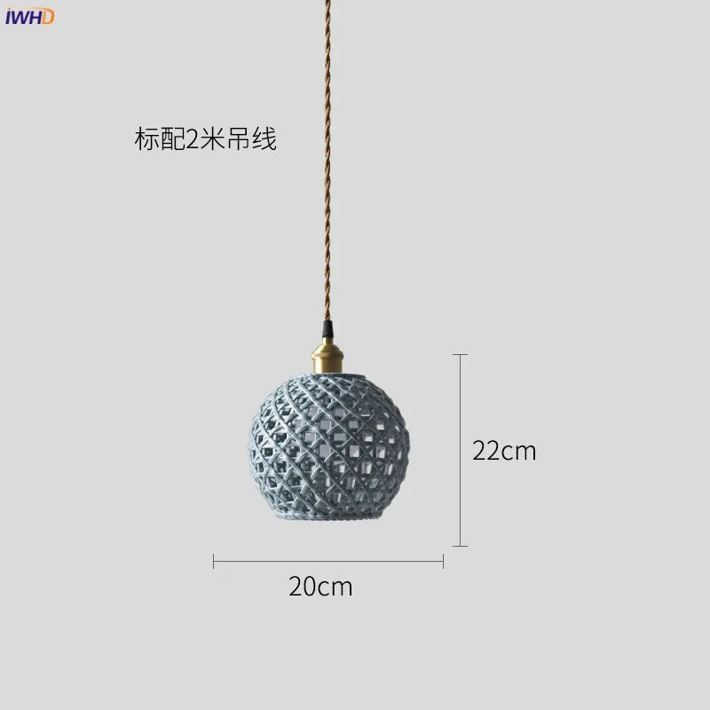 Helnys Nordic Ceramic Pendant Lamp Japan Style Copper Hanging Light