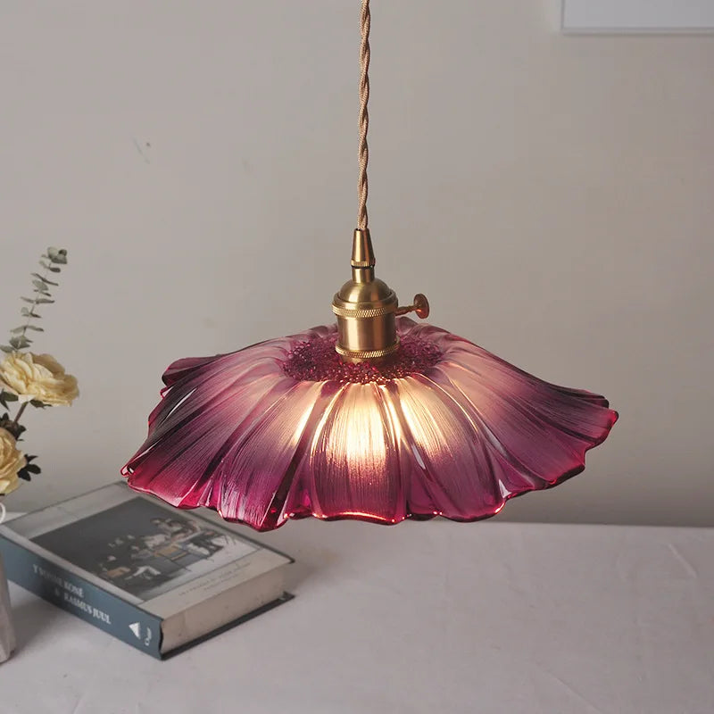 Helnys Nordic Purple Glass LED Pendant Light - Modern Hanging Luminaria