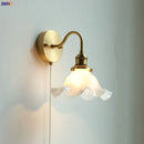Helnys White Glass LED Wall Light with Pull Chain Switch - Copper Nordic Wall Sconce