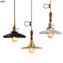 Helnys Ceramic Pendant Lights Wooden Copper Modern Nordic Luminaria