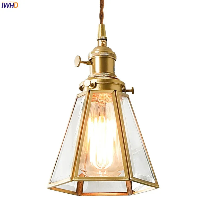 Helnys Copper Glass Pendant Light | Nordic Style LED Hanging Lamp for Home and Cafe