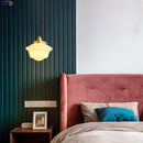 Helnys White Glass LED Pendant Light - Japanese Style Nordic Copper Hanging Lamp