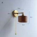 Helnys Copper LED Wall Sconce Pull Chain Switch Modern Wood Wall Light Fixtures