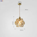 Helnys Nordic Flower Copper Glass Pendant Light Fixture with LED for Bedroom Dining Living Room