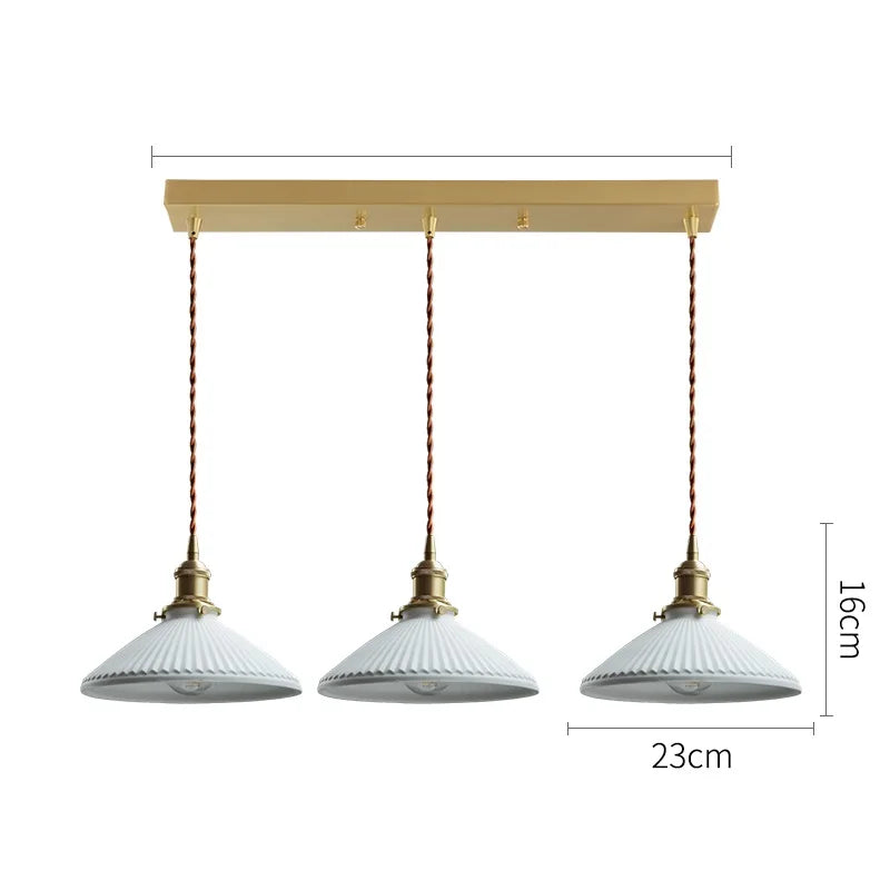 Helnys Ceramic LED Pendant Light - Modern Copper Hanging Lamp