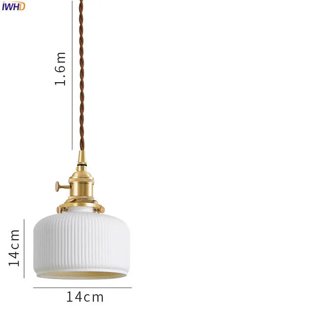 Helnys Ceramic LED Pendant Light - Modern Copper Hanging Lamp
