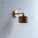 Helnys Copper LED Wall Sconce Pull Chain Switch Modern Wood Wall Light Fixtures