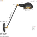 Helnys Single Swing Long Arm Wall Light Retro Loft Industrial Vintage Wall Lamp