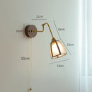 Helnys Vintage Wall Lamp with Pull Chain and Wood Base