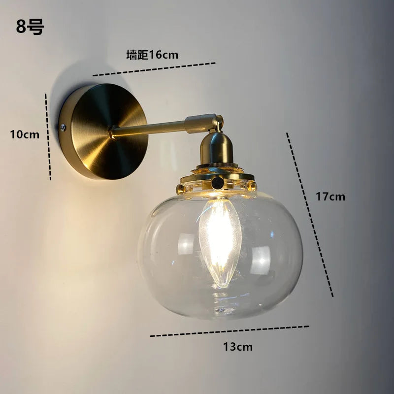 Helnys Amber Glass LED Wall Sconce Modern Nordic Wall Light Fixtures