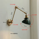 Helnys Copper Long Arm Wall Sconce Pull Chain Switch Bedroom Stair Light