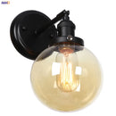 Helnys Industrial Glass Ball Wall Sconce Black Wall Light for Bathroom Mirror