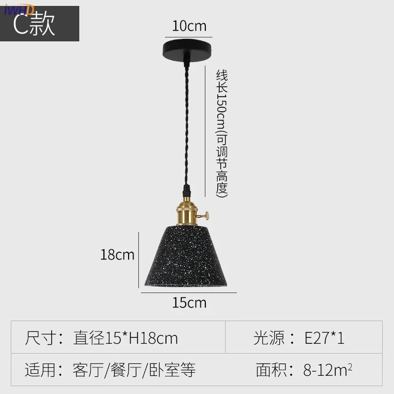 Helnys Cement Pendant Lamp: Nordic Modern Loft Style Industrial Lighting Fixtures