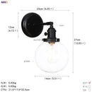 Helnys Industrial Glass Ball Wall Sconce Black Wall Light for Bathroom Mirror