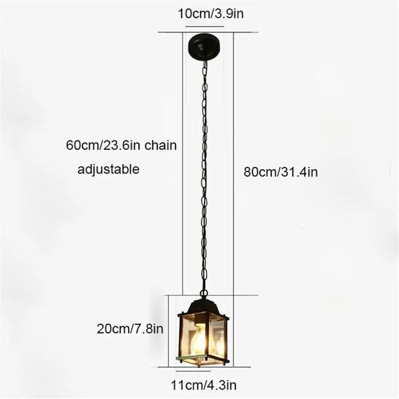 Helnys Outdoor Ceiling Pendant Light with Clear Glass Shade