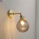 Helnys Nordic Copper Glass Ball Wall Lamp with Knob Switch for Bathroom Mirror