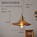 Helnys Copper Glass LED Pendant Lamp Switch Amber Nordic Hanging Lights