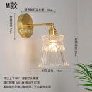 Helnys Japanese Copper Glass Wall Sconce LED Light Nordic Modern Fixture
