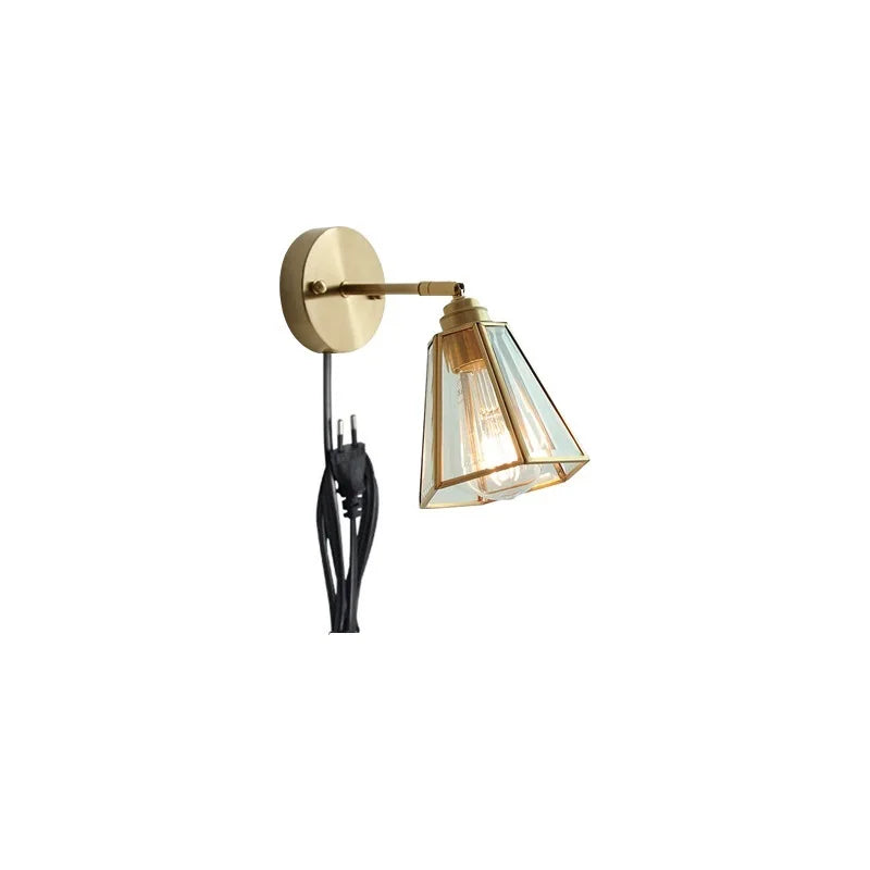 Helnys Copper LED Wall Lamp Sconce Glass Lampshade Nordic Modern Wall Light