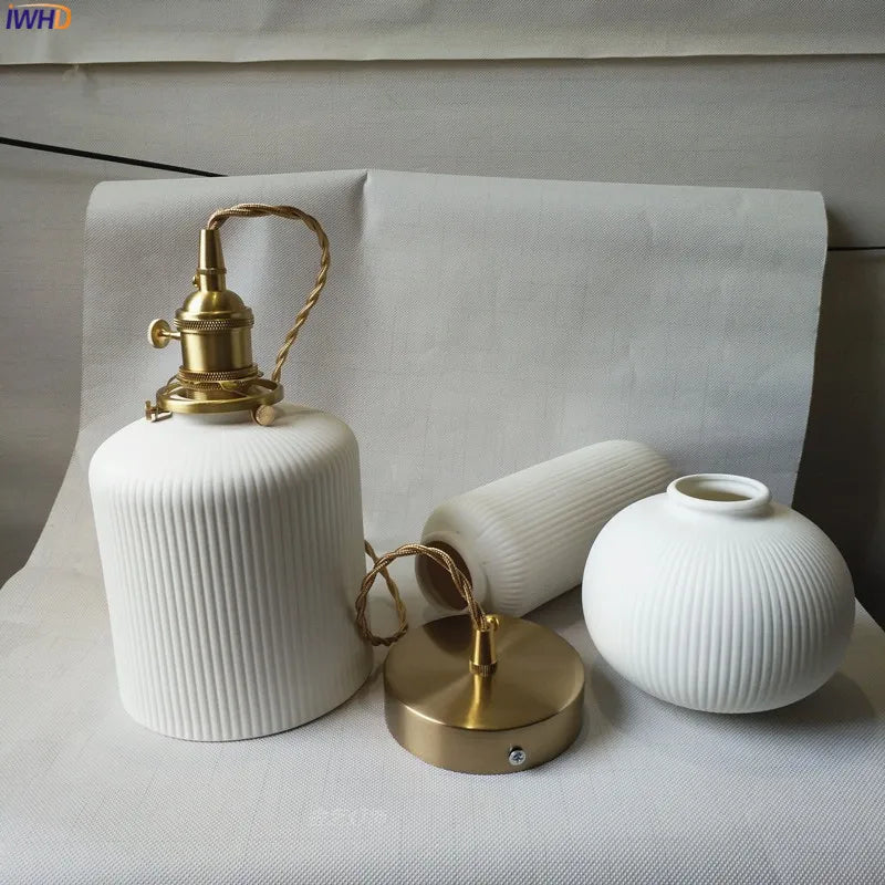 Helnys Nordic Ceramic Pendant Lights: Modern LED Lighting for Bedroom, Dinning, and Living Room