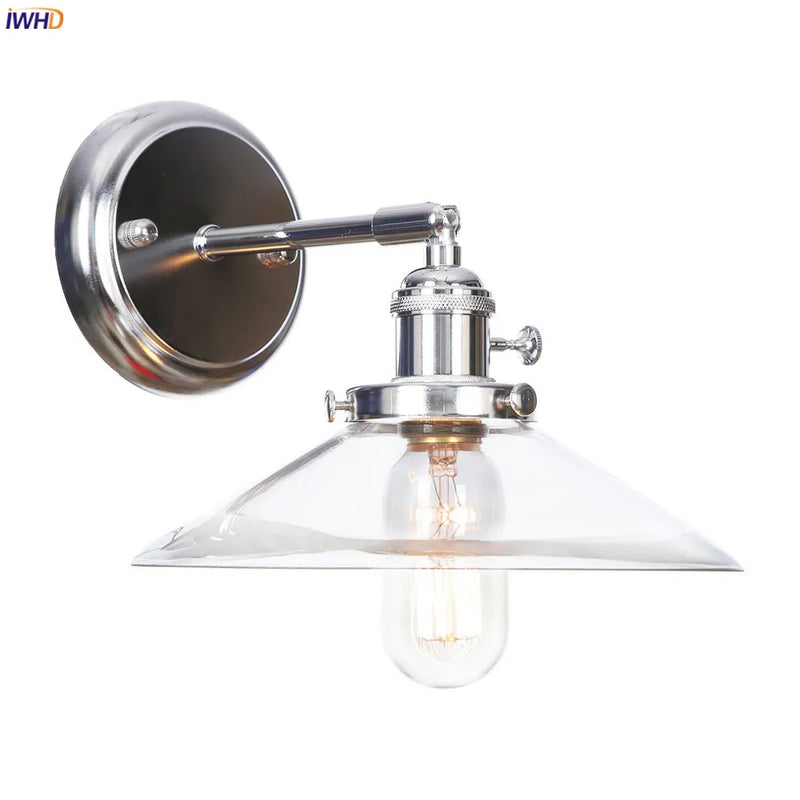 Helnys Amber Glass Ball LED Wall Lamp for Home Bedroom Stair Mirror Switch