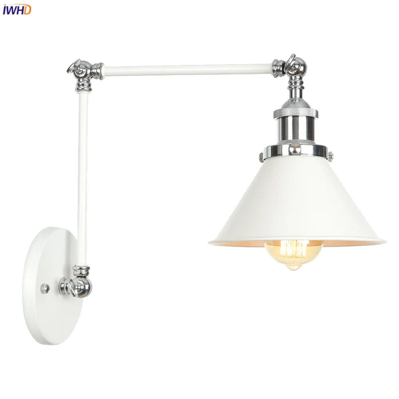 Helnys Swing Arm Wall Lamp Vintage Industrial Style with Edison Bulb