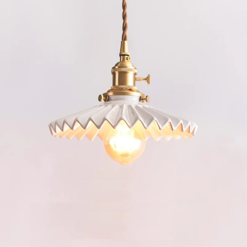 Helnys Ceramic Pendant Lights Wooden Copper Modern Nordic Luminaria