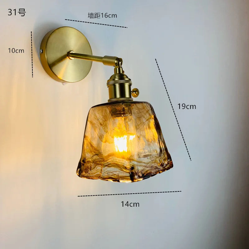 Helnys Green Glass Copper Wall Sconce Modern Nordic Luminaria Lighting