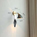 Helnys Green Glass LED Wall Lights - Pull Chain Switch, Adjustable Up And Down