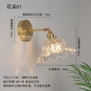 Helnys Nordic Brass Wall Lamp Bedside Sconce Glass LED Light