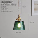 Helnys Green Glass LED Pendant Light - Japanese Style Nordic Hanging Lamp