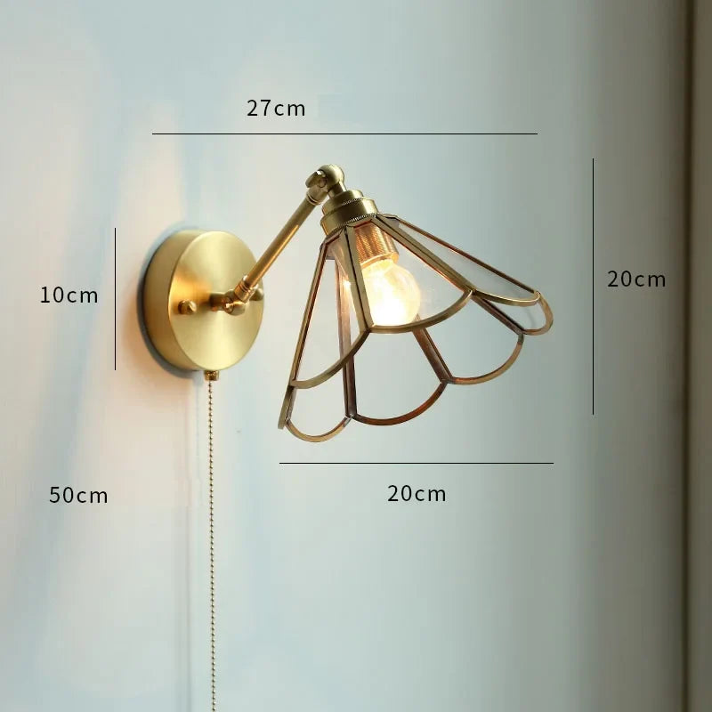 Helnys Copper Wall Sconce Stair Light Nordic Modern Glass Wall Lamp