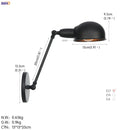 Helnys Single Swing Long Arm Wall Light Retro Loft Industrial Vintage Wall Lamp