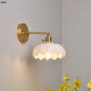 Helnys Nordic Brass Wall Lamp Bedside Sconce Glass LED Light