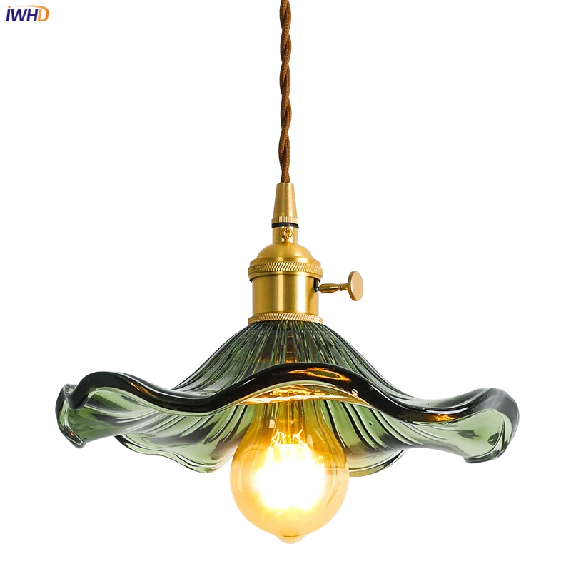 Helnys Glass Copper Pendant Light Nordic Style LED Hanging Lamp Fixtures