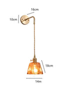 Helnys Amber Glass Wall Lamp Switch Bedroom Living Room Stair Light LED