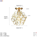 Helnys White Glass LED Ceiling Light Fixture Nordic Modern Copper Ceiling Lamp