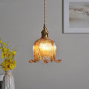 Helnys Amber Glass LED Pendant Lights - Modern Nordic Copper Hanging Lamp