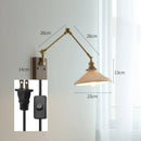 Helnys Copper Swing Arm Wall Lamp Sconce - LED Bedroom Living Room Light