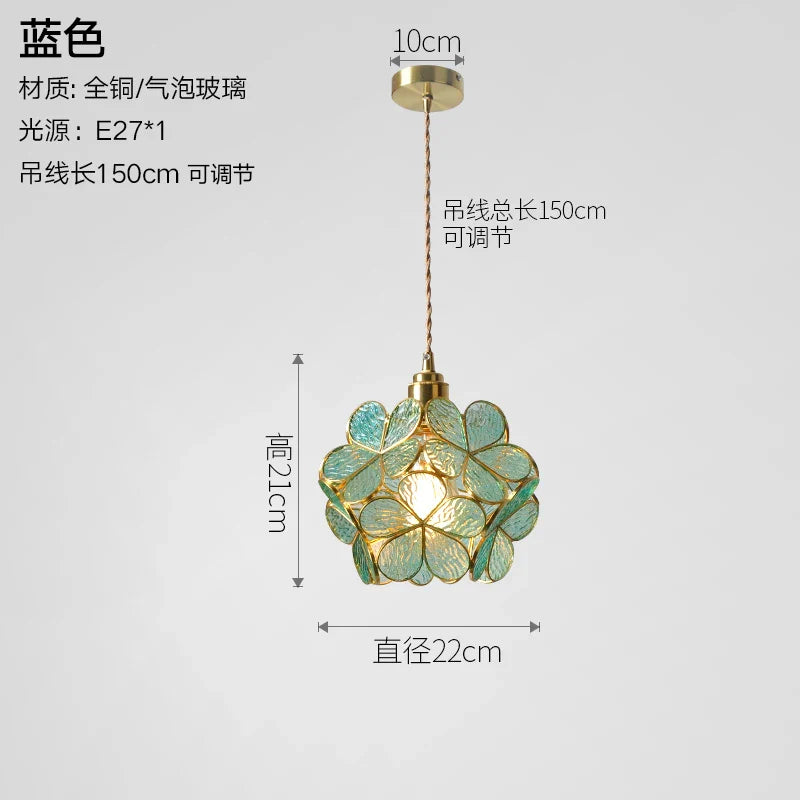 Helnys Nordic Style Copper Glass Pendant Light for Kitchen Dinning Living Room